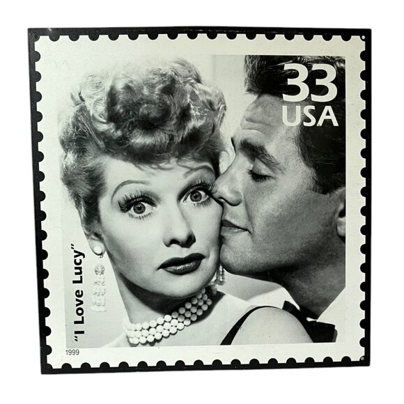 I Love Lucy 33 Cent Stamp USA Tin Sign-Lucy & Ricky/ Lucille Ball, Desi Arnaz - Picture 1 of 11